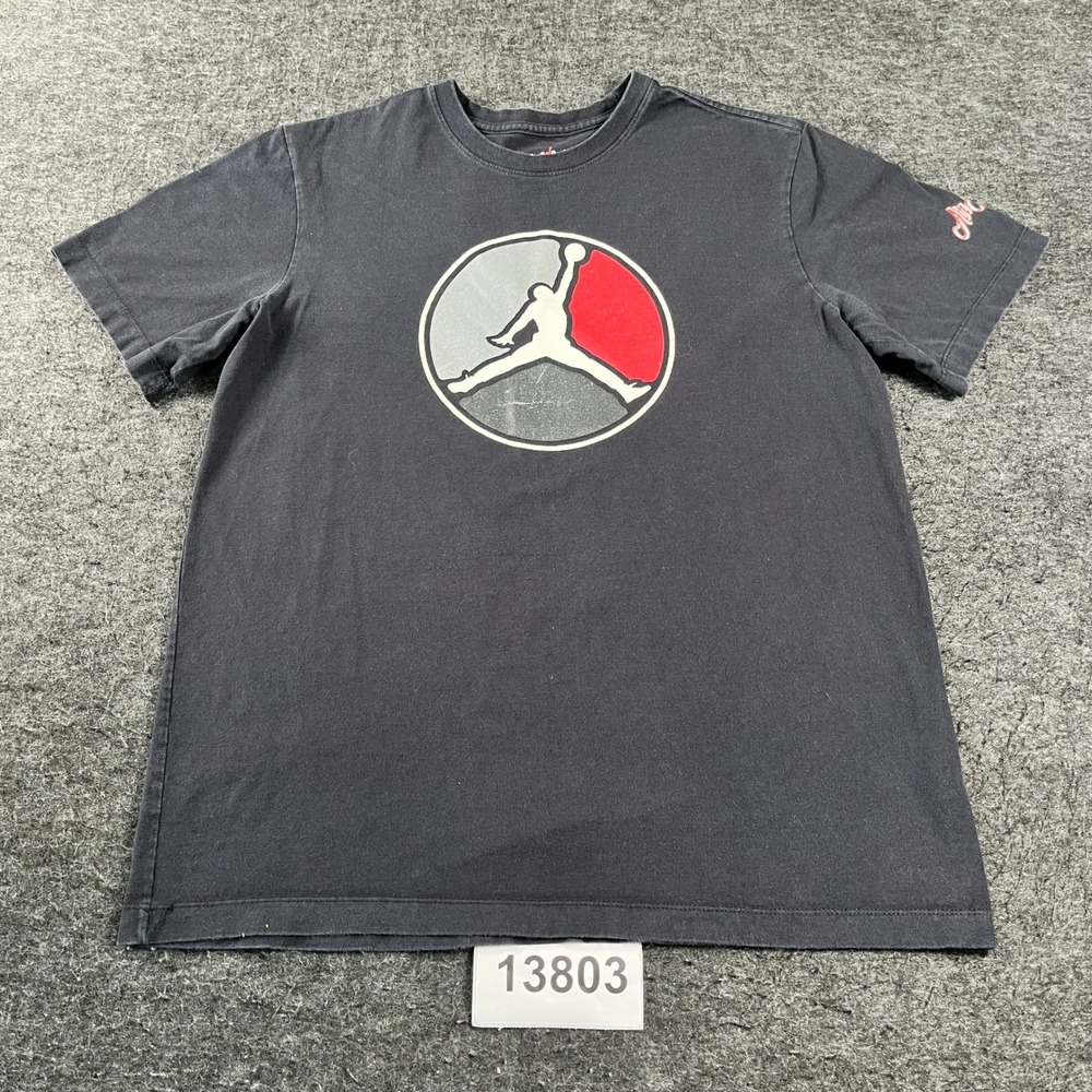 Jordan Graphic T-Shirt Mens Medium Black Excellent Jumpman Logo Short Sleeve